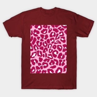 Large, Burgundy Leopard Spots on Pink T-Shirt